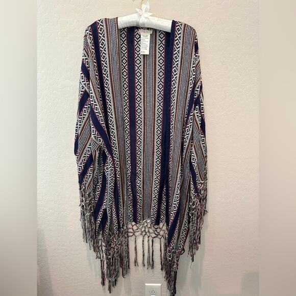 FREE PEOPLE | Fiesta Shimmer Striped Bohemian Hippie Metallic Swim Cover Kimono - Picture 3 of 8